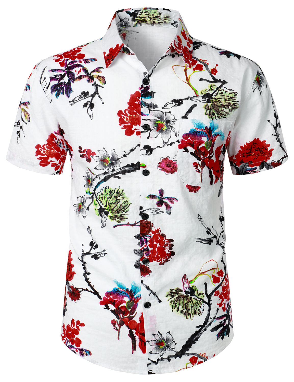 Casual Floral Print Art Short Sleeve Shirt