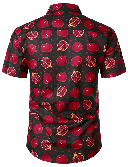 Fruit Printed Holiday Beach Short Sleeve Hawaiian Shirt