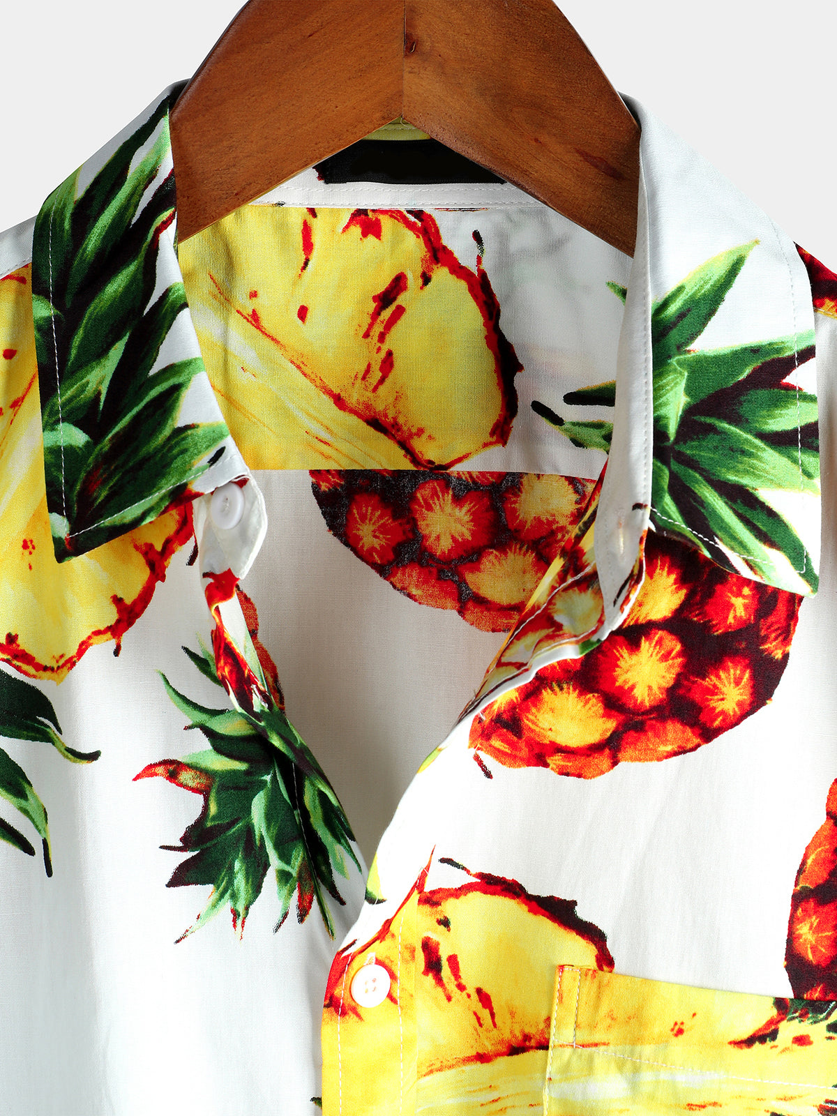 Tropical Pineapple Printed Holiday Cotton Casual Shirt