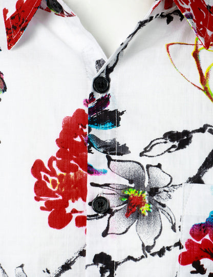 Casual Floral Print Art Short Sleeve Shirt