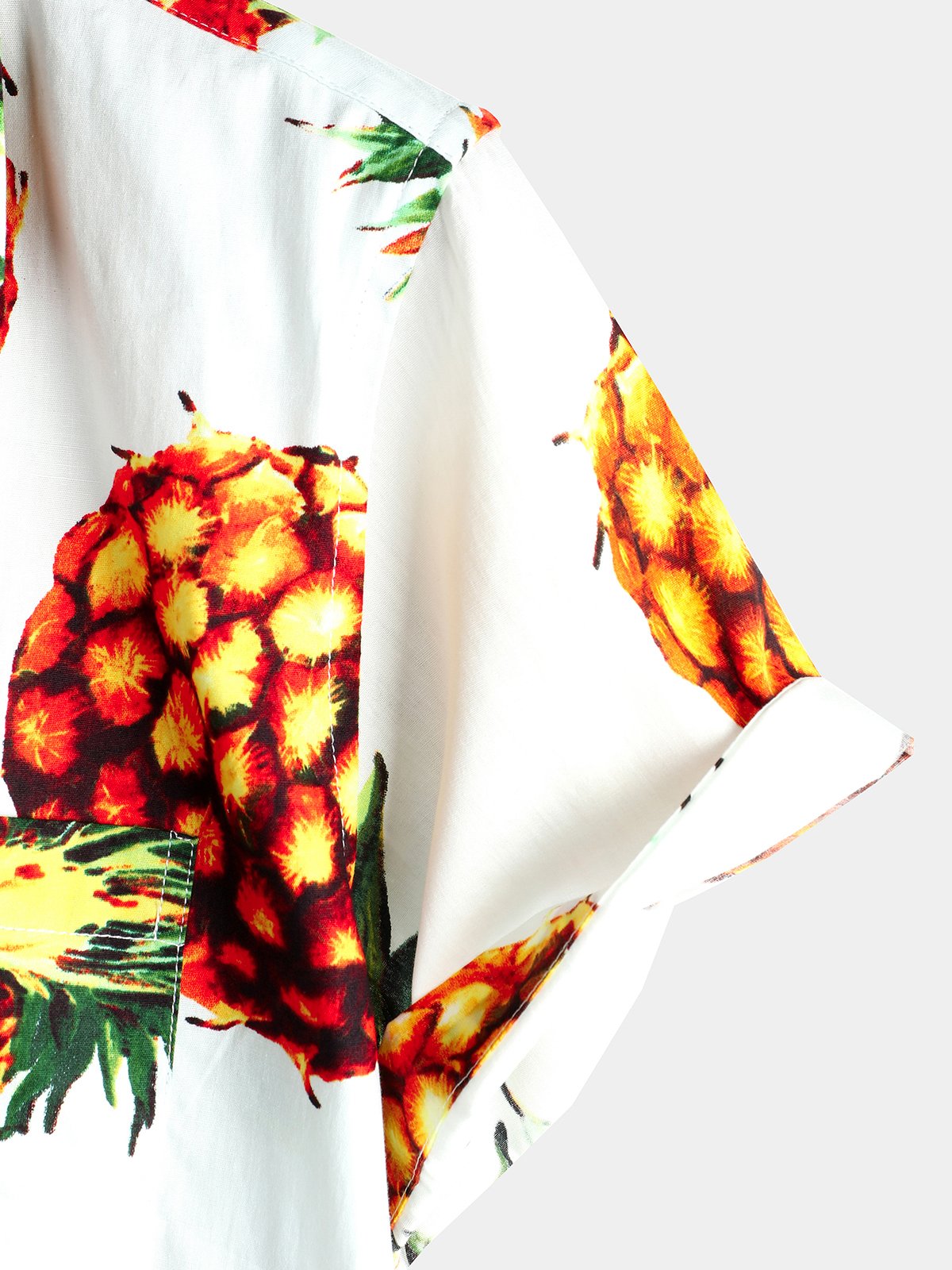 Tropical Pineapple Printed Holiday Cotton Casual Shirt