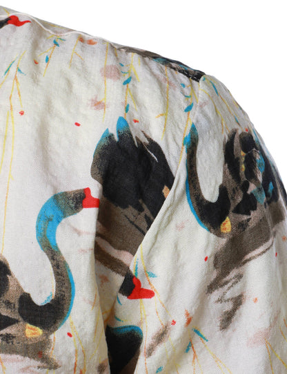 Swan Printed Summer Short Sleeve Shirt