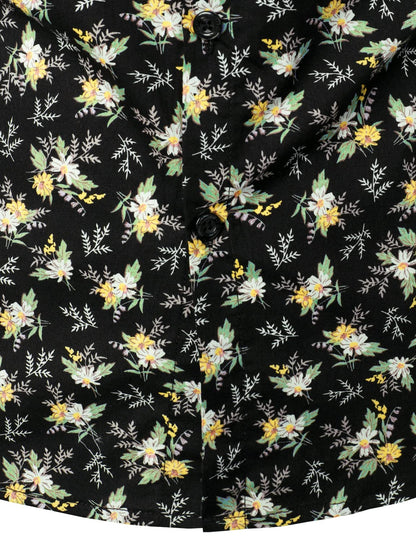 Cotton Floral Print Short Sleeve Hawaiian Shirt