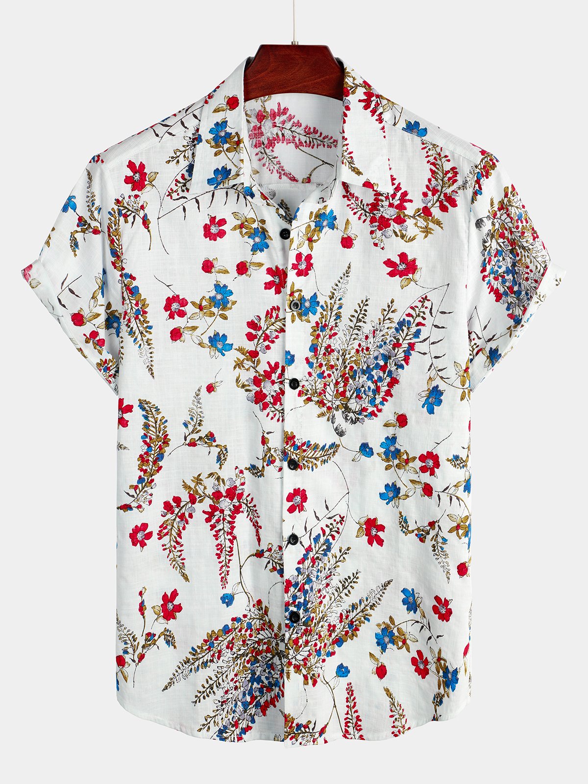 Cotton Floral Pattern Tropical Hawaiian Shirt