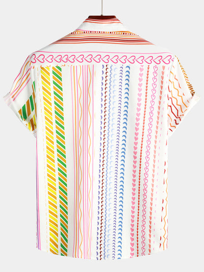 Casual Striped Print Retro Pocket Shirt