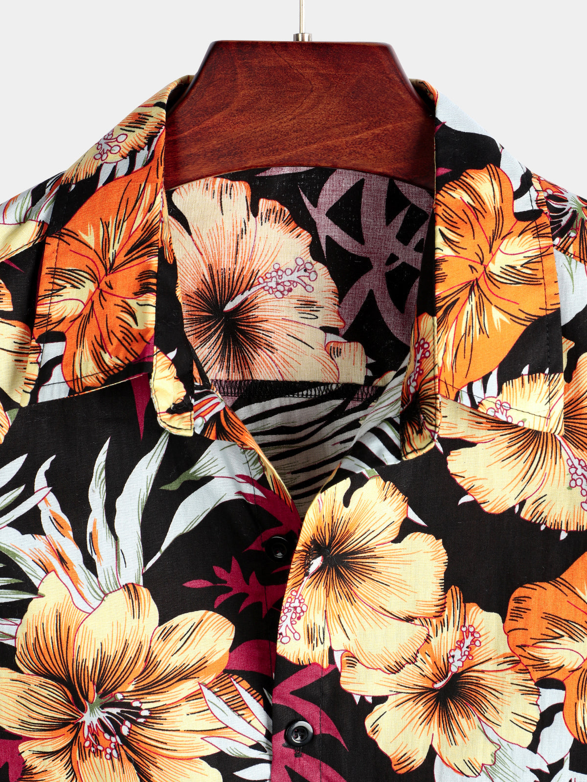 Floral Pattern Hawaiian Cotton Short Sleeve Shirt