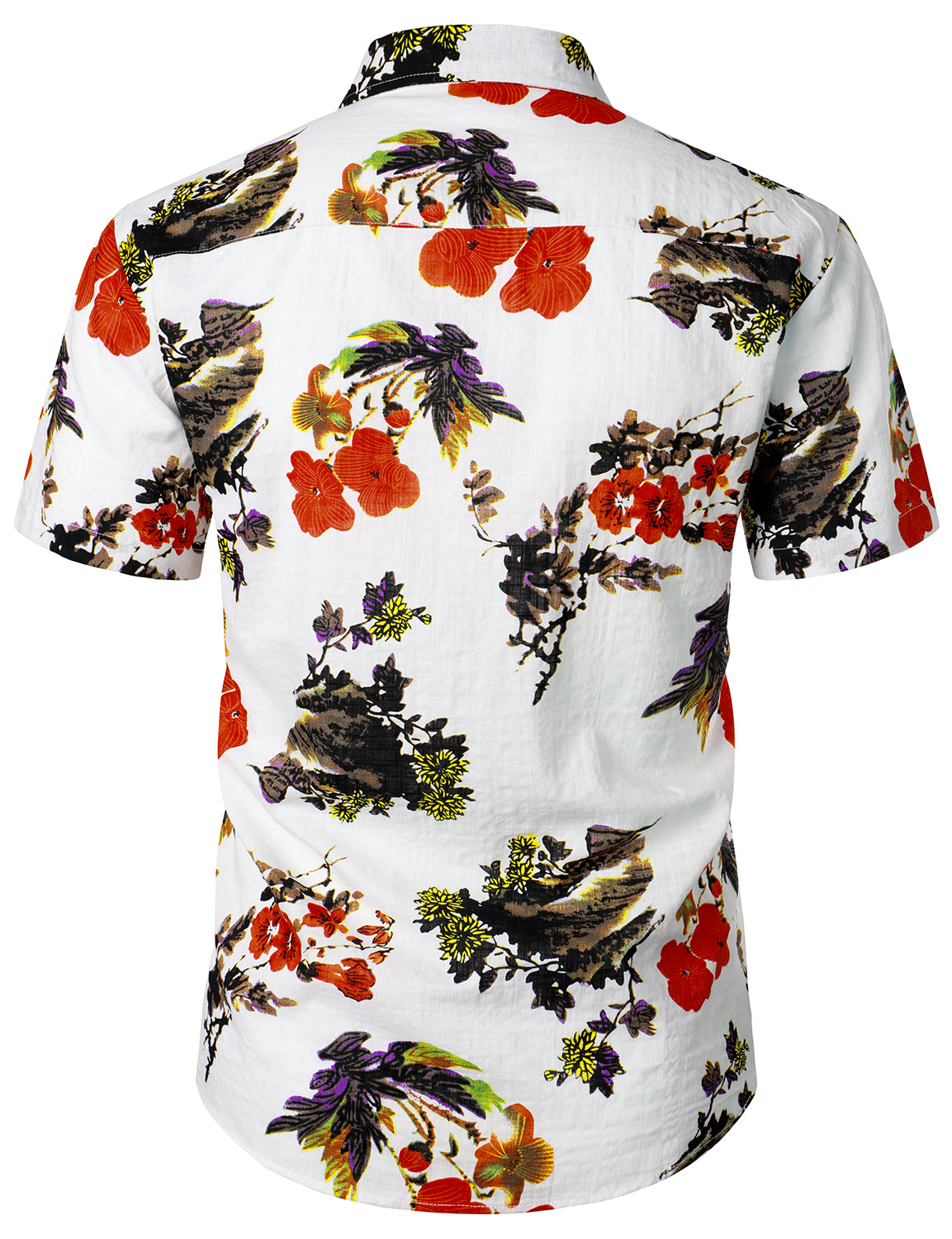 Cotton Pocket Casual Floral Print Short Sleeve Shirt