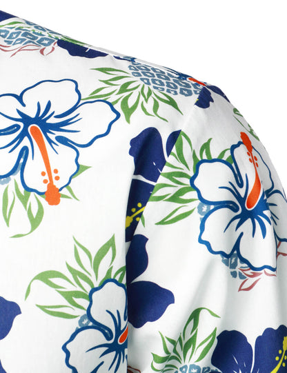 Pineapple And Tropical Flower Print Short Sleeve Shirt