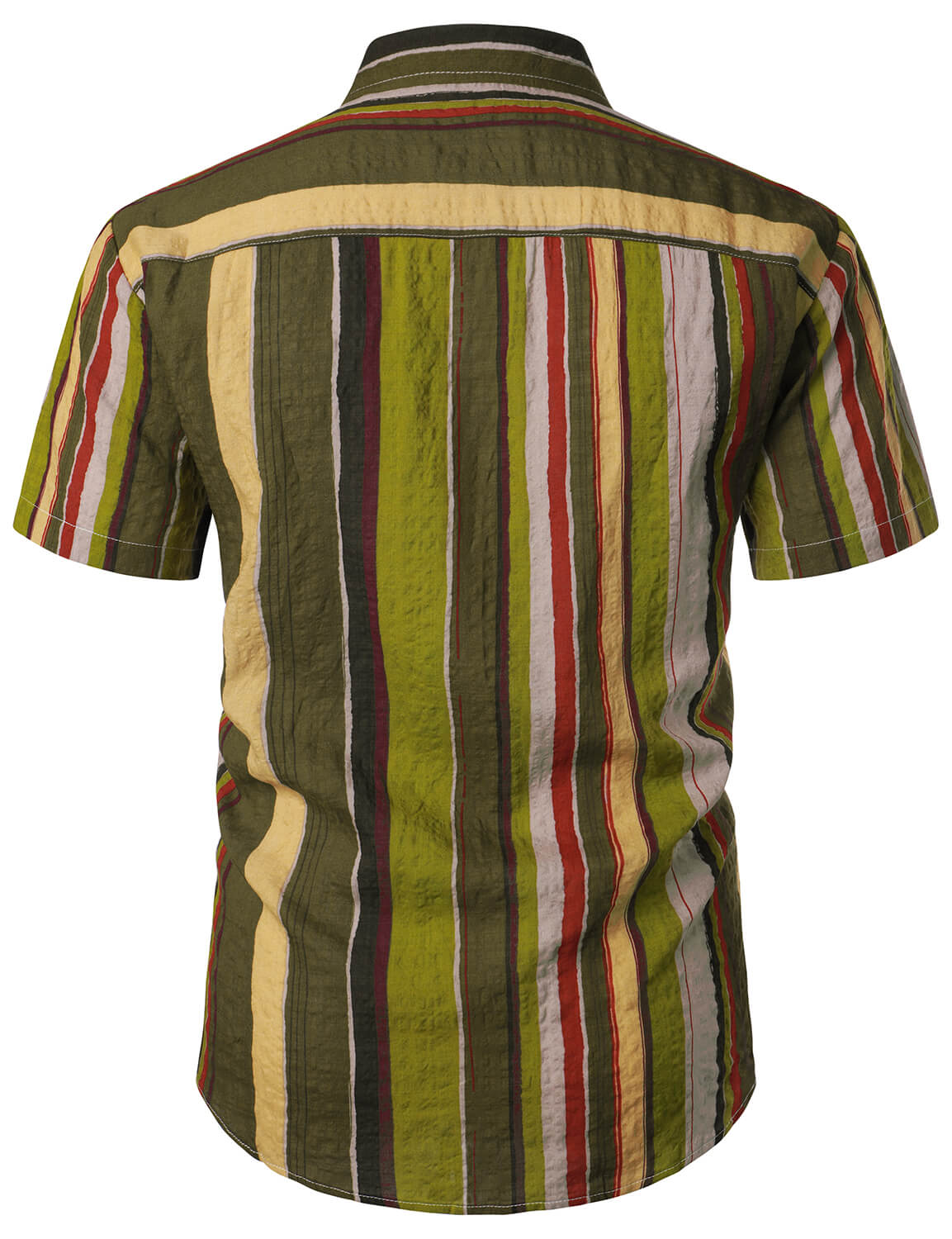 Vertically Striped Button Up Short Sleeve Shirt