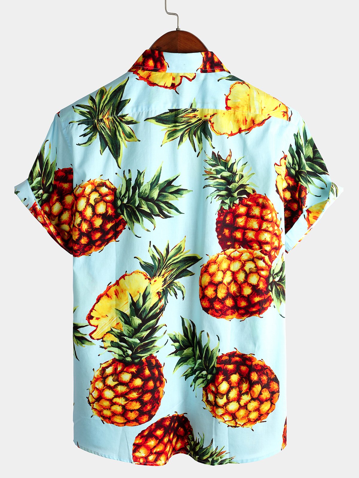 Casual Pineapple Printed Holiday Cotton Pocket Shirt