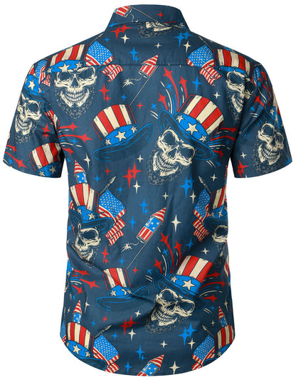 Patriotic Print Short Sleeves Shirt