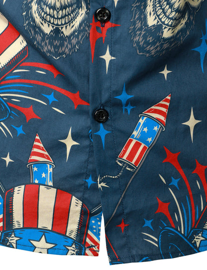 Patriotic Print Short Sleeves Shirt