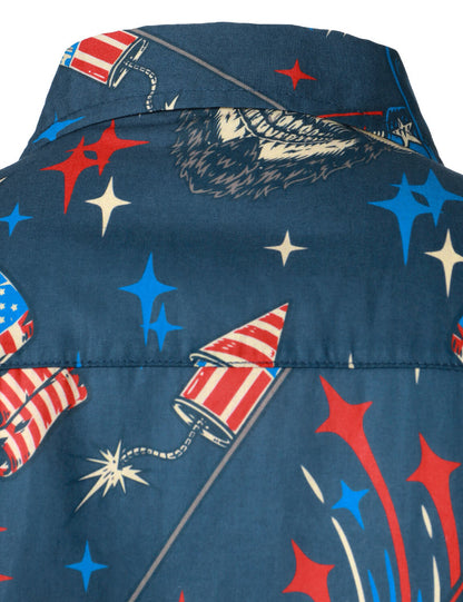 Patriotic Print Short Sleeves Shirt