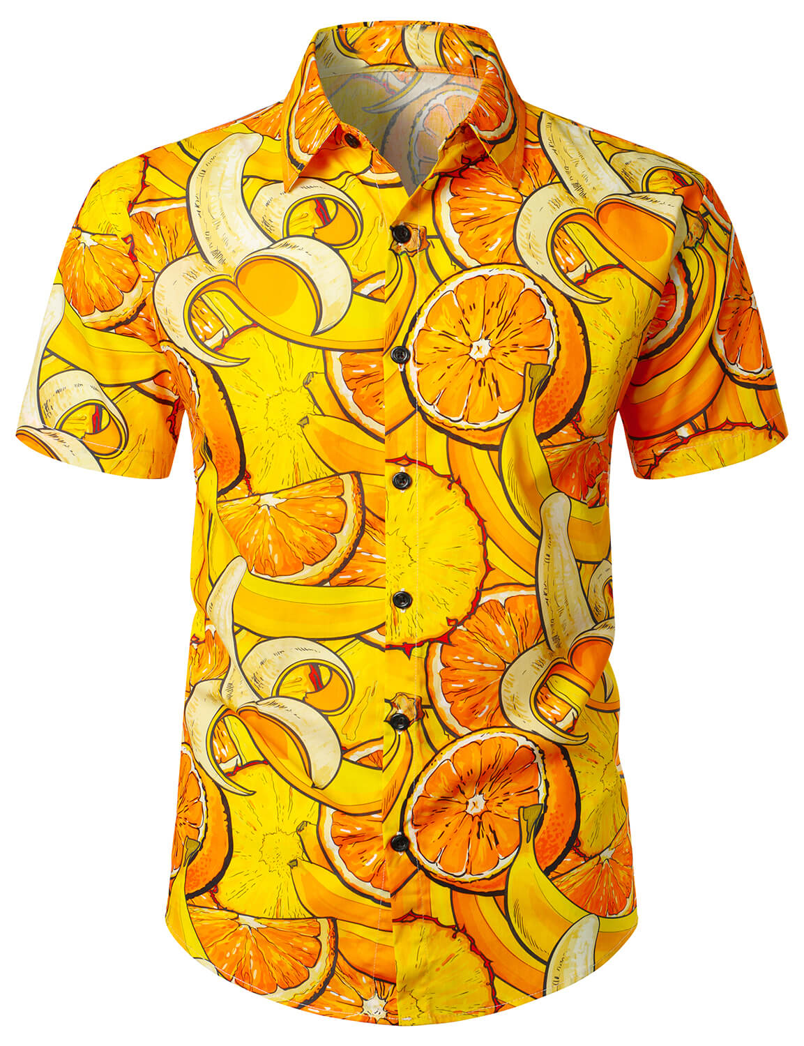 Fruit Printed Button Up Short Sleeve Hawaiian Shirt