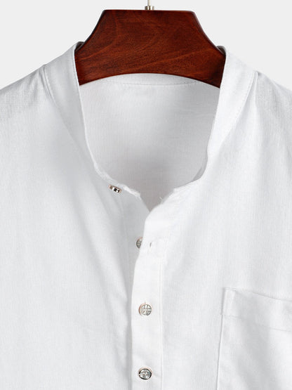 Solid Color Stand Collar Shirt