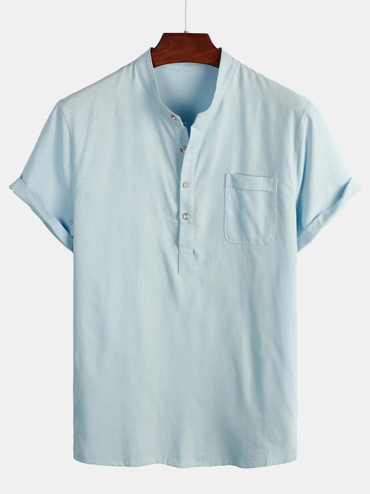 Solid Color Stand Collar Shirt