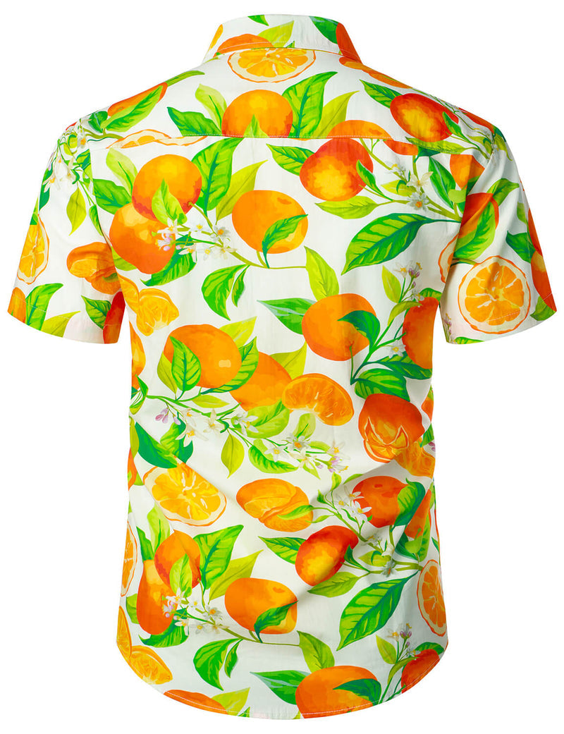 Printed Oranges Pattern Short Sleeve Hawaiian Shirt