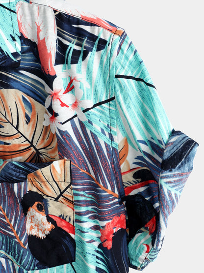 Tropical Holiday Animal Print Cotton Shirt