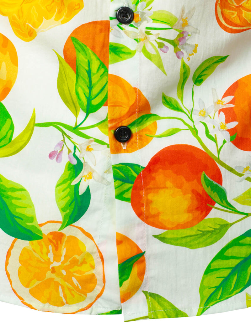 Printed Oranges Pattern Short Sleeve Hawaiian Shirt