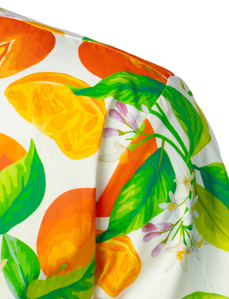 Printed Oranges Pattern Short Sleeve Hawaiian Shirt