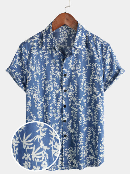 Leaf Printed Short Sleeve Shirt