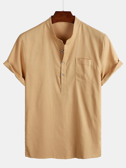 Solid Color Stand Collar Shirt