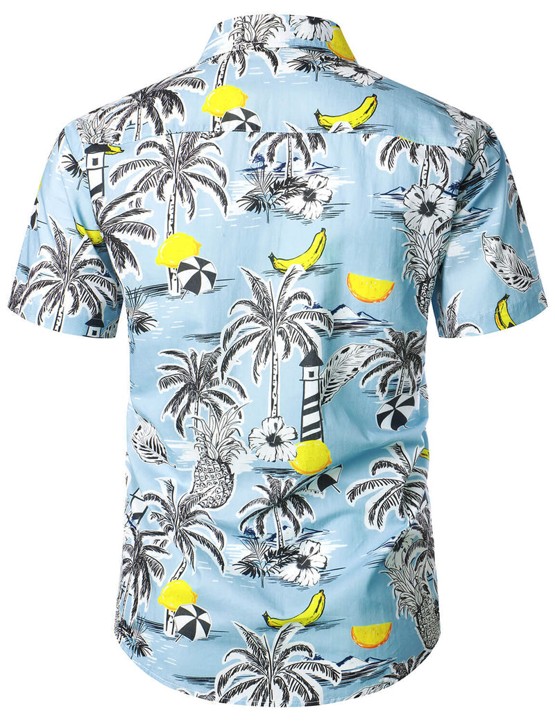 Printed Tropical Beach Island Short Sleeve Shirt