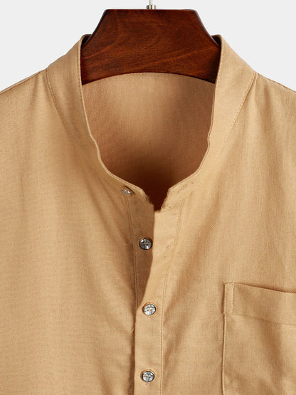 Solid Color Stand Collar Shirt