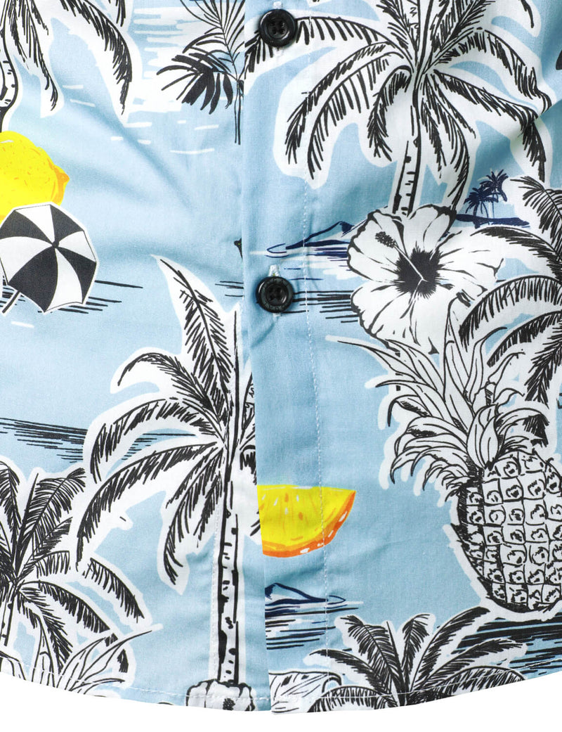 Printed Tropical Beach Island Short Sleeve Shirt