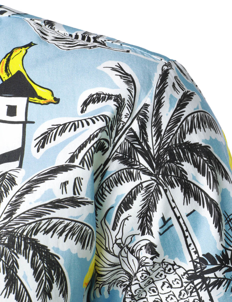 Printed Tropical Beach Island Short Sleeve Shirt