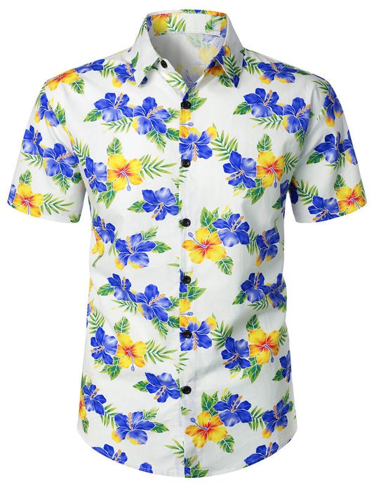 Floral Hibiscus Pattern Short Sleeve Shirt