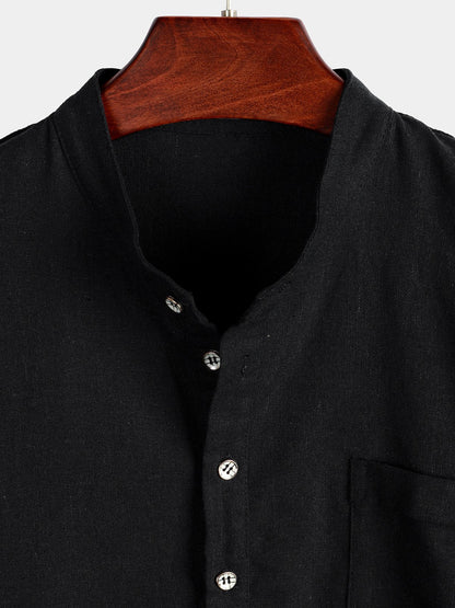 Solid Color Stand Collar Shirt