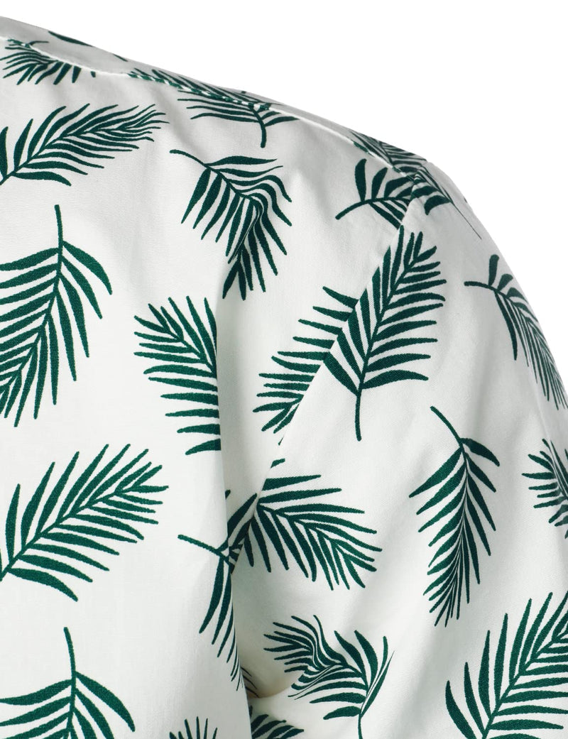 Leaf Print Casual Hawaiian Short Sleeve Shirt