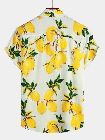 Tropical Yellow Lemon Print Shirt