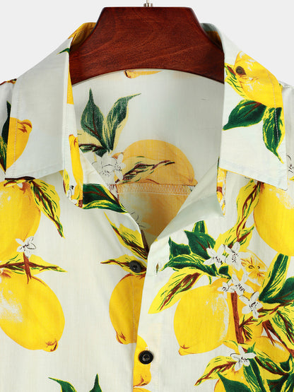 Tropical Yellow Lemon Print Shirt