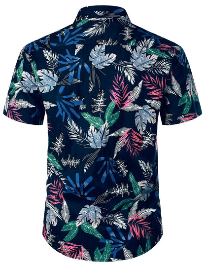 Cotton Tropical Plant Casual Hawaiian Shirt