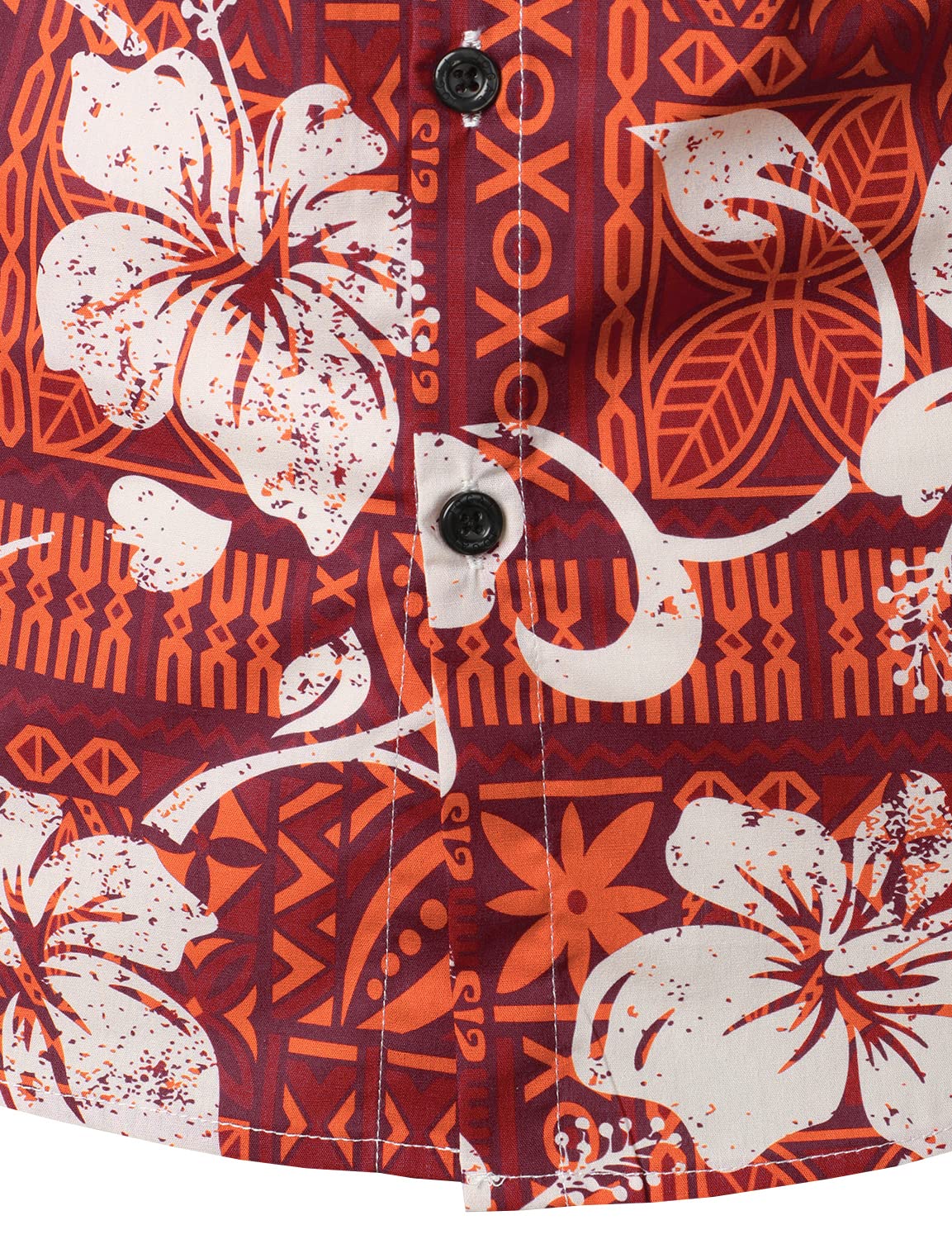 Hawaiian Hibiscus Flower Print Button Up Shirt