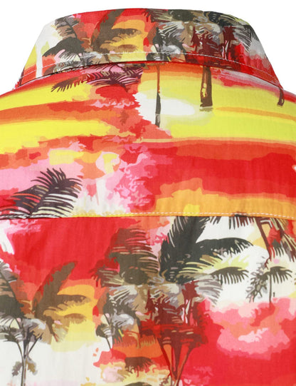 Tree And Floral Pattern Short Sleeve Hawaiian Shirt