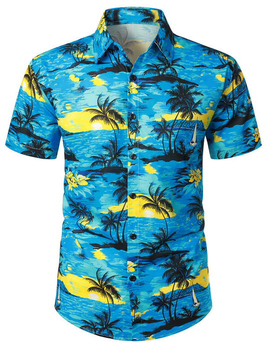 Hawaiian Cruise Tropical Island Print Short Sleeve Shirt