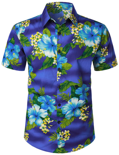 Short Sleeve Hibiscus Flower Print Shirt