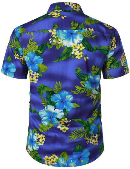 Short Sleeve Hibiscus Flower Print Shirt