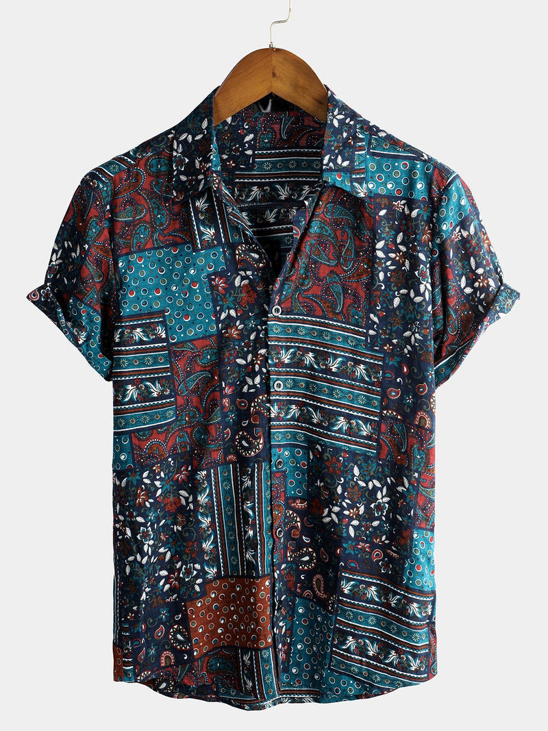 Vintage Pattern Casual Short Sleeve Shirt