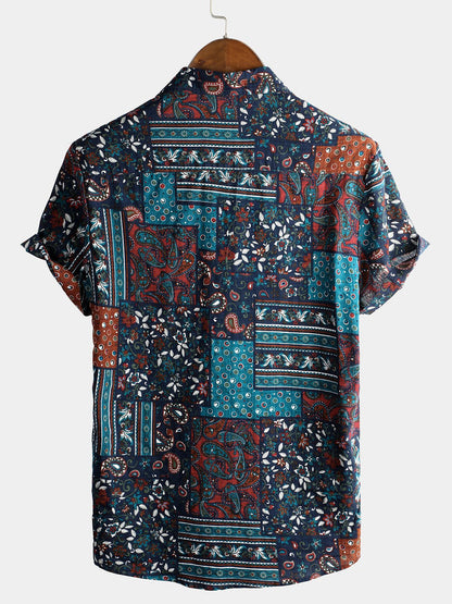 Vintage Pattern Casual Short Sleeve Shirt