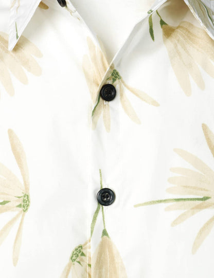 Cotton Floral Print Casual Short Sleeve Shirt